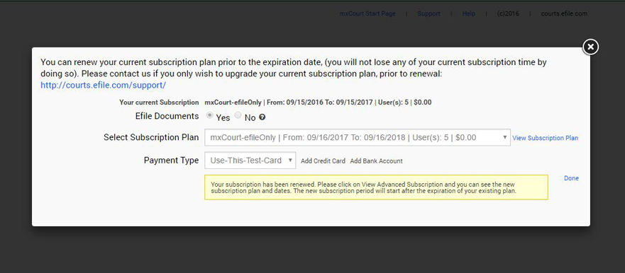 Extend mxCourt Subscription